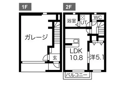 吉田BASE(1LDK/1階)の間取り写真