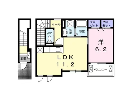 キアラ水戸(1LDK/2階)の間取り写真