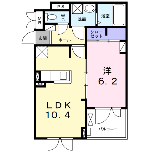 グラン ビレッジ ウー Ⅱ(1LDK/3階)の間取り写真
