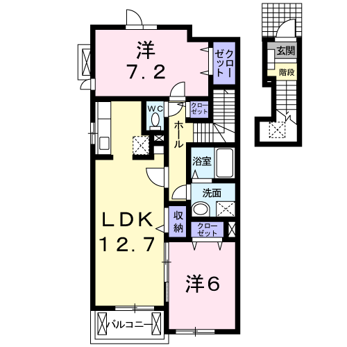セレンディップハウスⅡ B棟(2LDK/2階)の間取り写真