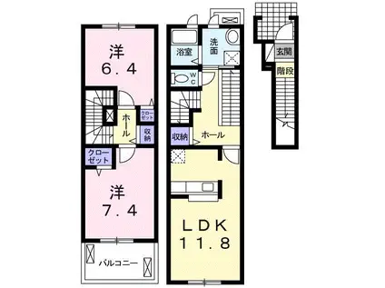 ジェルメⅥ(2LDK/2階)の間取り写真