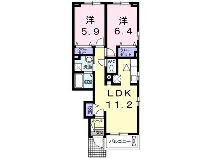 サンムーン ゴールドスター 3(2LDK/1階)の間取り写真