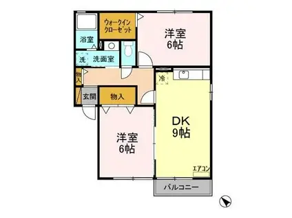 KURARA(2DK/2階)の間取り写真