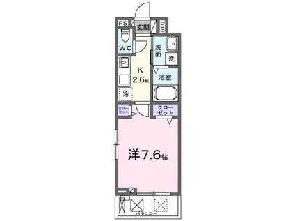 ヒカルサ土浦滝田(1K/2階)の間取り写真