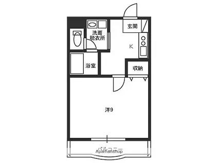 ブロードマンション(1K/2階)の間取り写真