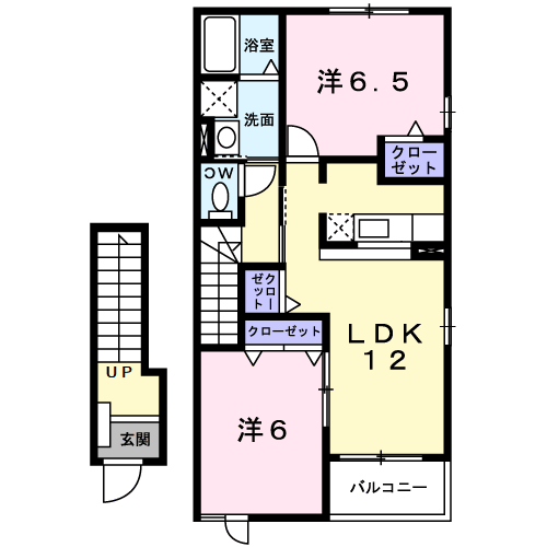 サンライト若松 Ⅰ(2LDK/2階)の間取り写真