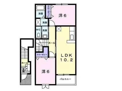 アイオーラⅢ(2LDK/2階)の間取り写真