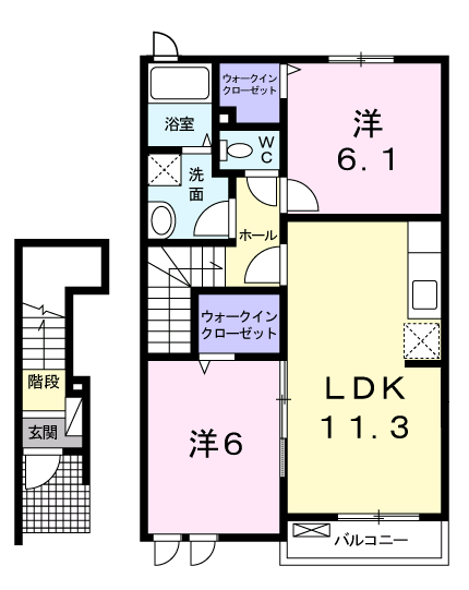 ベル・ソレイユⅢ(2LDK/2階)の間取り写真