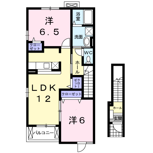 サンライト若松Ⅱ(2LDK/2階)の間取り写真