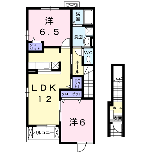 マウントリヴァⅦ(2LDK/2階)の間取り写真