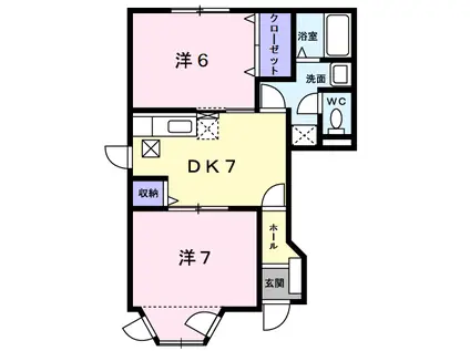 ディスカバリーⅠ(2DK/1階)の間取り写真