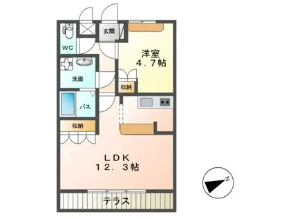 LA・MER(1LDK/1階)の間取り写真