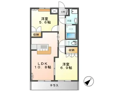 カームハイツ(2LDK/1階)の間取り写真