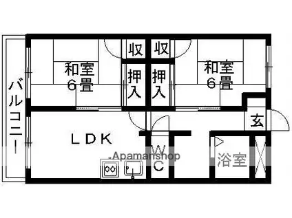 サンポートマンション(2DK/5階)の間取り写真