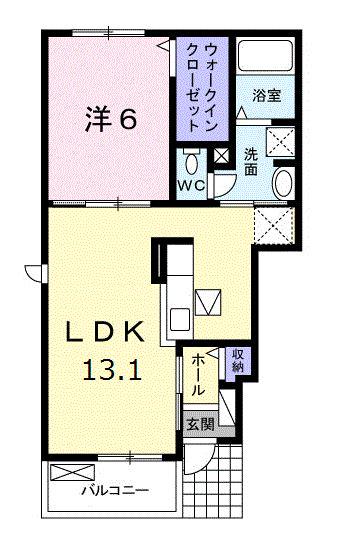 コンフォルターブル鹿嶋Ⅱ(1LDK/1階)の間取り写真