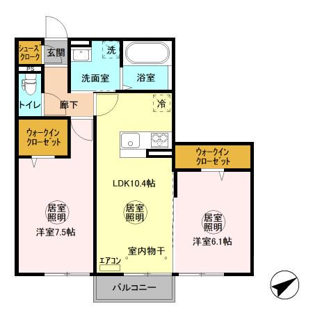 ショコラ(2LDK/2階)の間取り写真