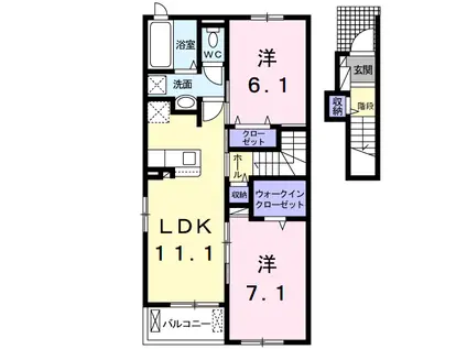 アベニールカルミア(2LDK/2階)の間取り写真