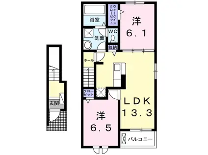 アンジュメゾン Ⅲ(2LDK/2階)の間取り写真