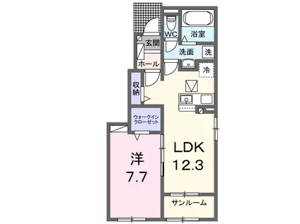 イリーデⅠ(1LDK/1階)の間取り写真