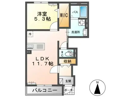 ベルフルールⅡ(1LDK/1階)の間取り写真