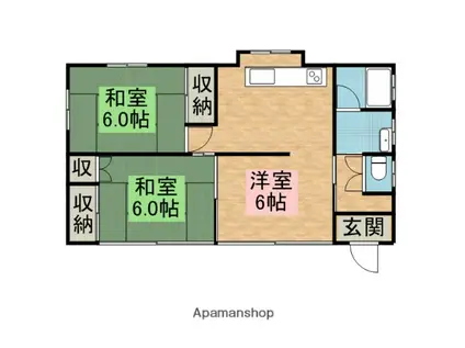 成田線 笹川駅 徒歩183分 1階建 築32年(2LDK)の間取り写真