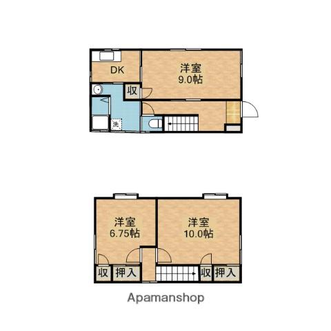 鹿島臨海鉄道 鹿島神宮駅 バス乗車時間：32分 鹿島セントラルホテルバス停で下車 徒歩35分 2階建 築30年(3DK)の間取り写真