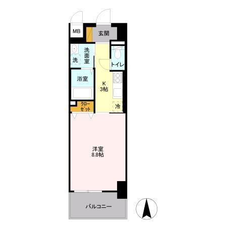 フロンティア・コンフォート研究学園(1K/4階)の間取り写真