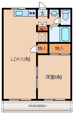 オレンジハイツ池田(1LDK/2階)の間取り写真