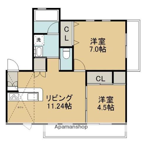 サンヒルつくほ(2LDK/2階)の間取り写真
