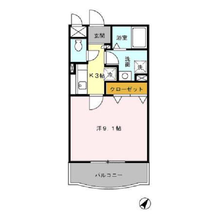 パークヒル春日(1K/2階)の間取り写真