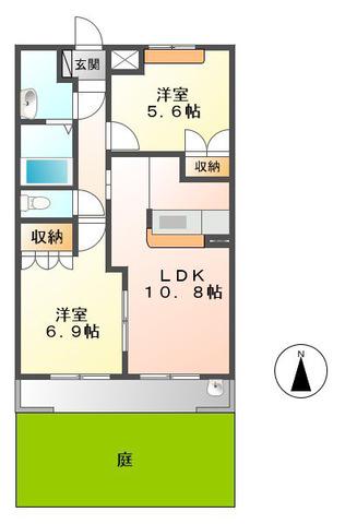 スカイバレー(2LDK/1階)の間取り写真