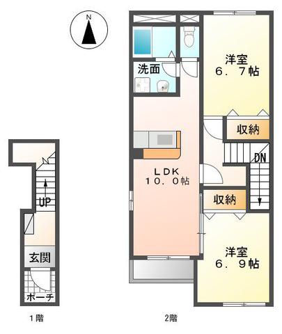アーバンコートM(2LDK/2階)の間取り写真