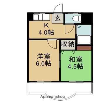フジビル佐貫(2K/4階)の間取り写真