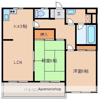 ウェイビィ森田1(2LDK/2階)の間取り写真
