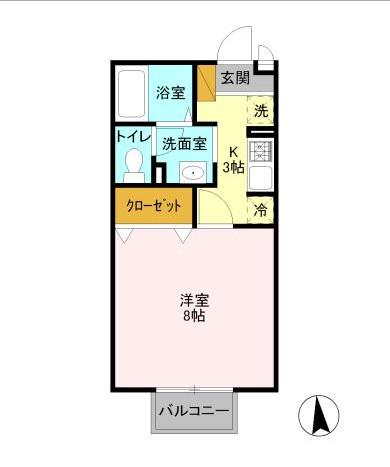 アークグレイス(1K/2階)の間取り写真