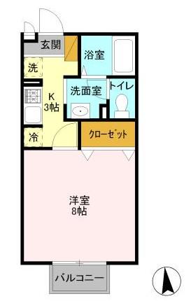 アークグレイス(1K/2階)の間取り写真