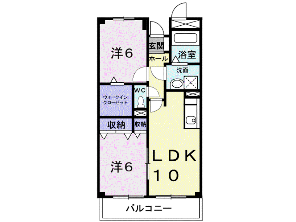 パルシャス東(2LDK/1階)の間取り写真