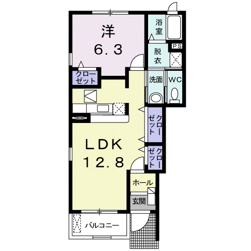トムトック2(1LDK/1階)の間取り写真