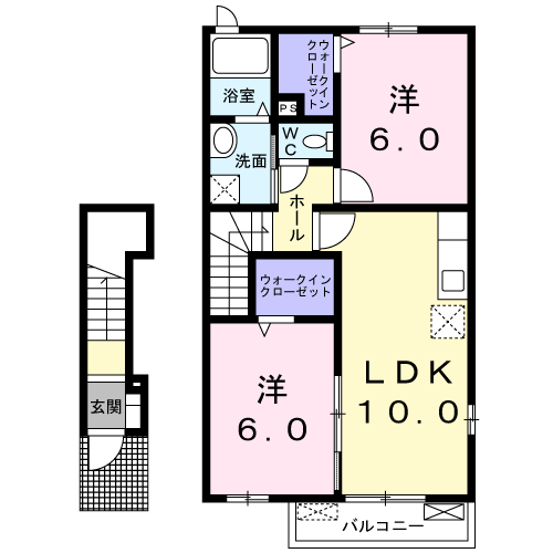アヴニール・ブリエ壱(2LDK/2階)の間取り写真