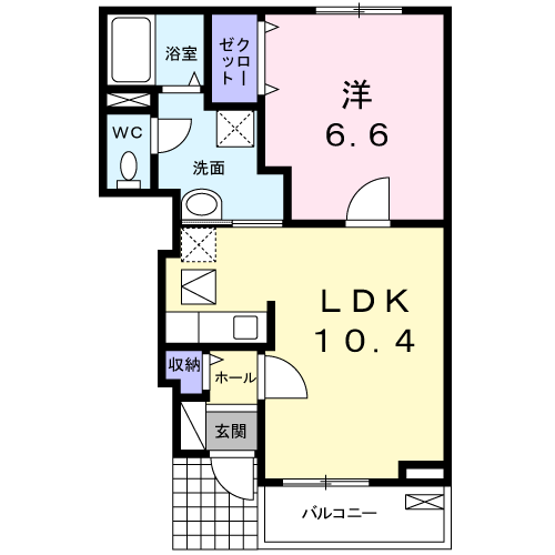 ハウオリ(1LDK/1階)の間取り写真