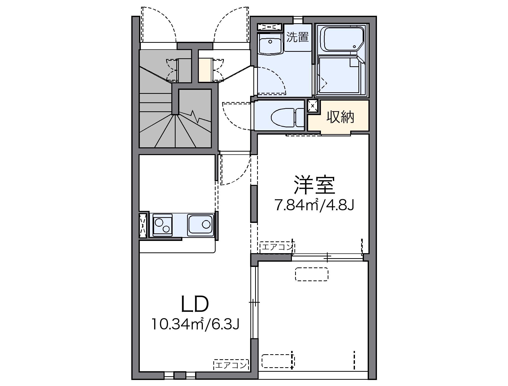 レオネクストかきの木(1LDK/1階)の間取り写真