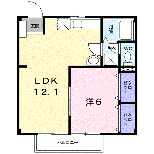 ニューシティYANAKA(1LDK/2階)の間取り写真