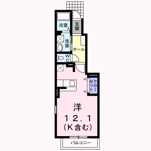 ル ソレイユ Ⅱ(ワンルーム/1階)の間取り写真