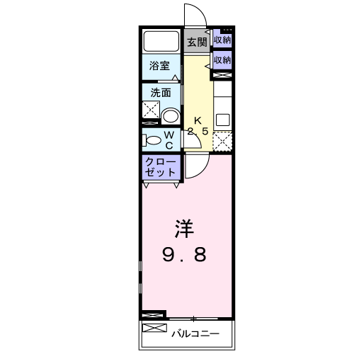 プレ・アビタシオン土浦Ⅳ(1K/2階)の間取り写真