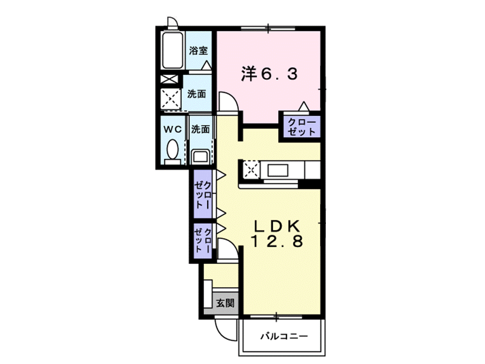 プエンテ エテルノ2(1LDK/1階)の間取り写真