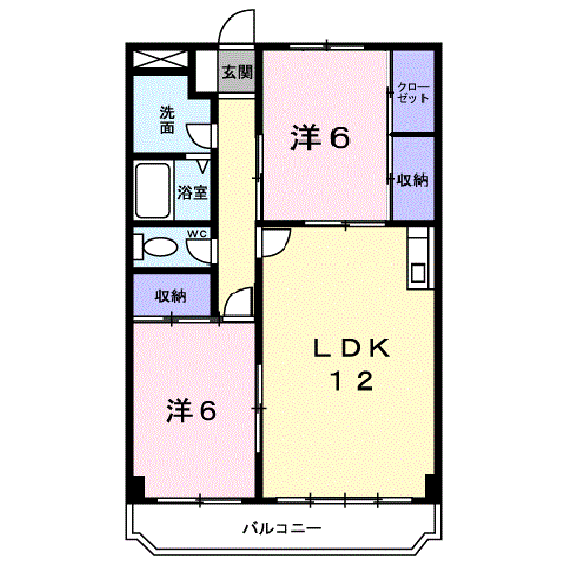 ポートサーパス(2LDK/3階)の間取り写真