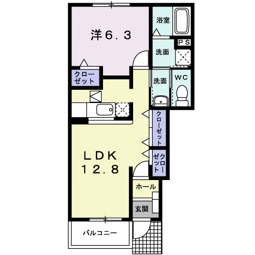 フェイバーレジデンスⅠ(1LDK/1階)の間取り写真