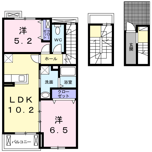 グッド・アイランド下妻(2LDK/3階)の間取り写真
