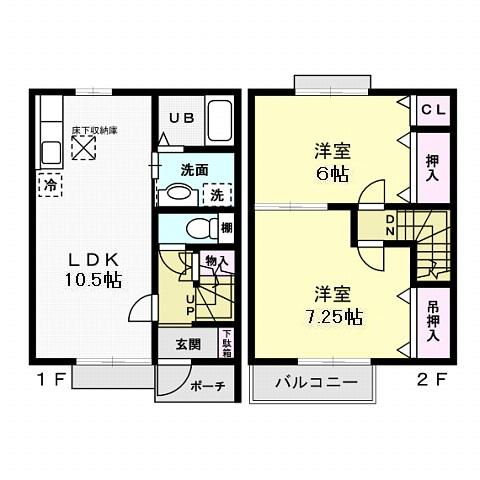 SUN FOREST(2LDK/2階)の間取り写真