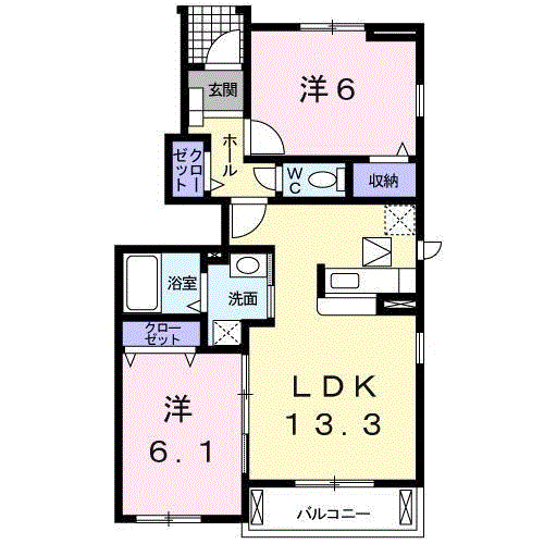メゾン ド アヴェニールA(2LDK/1階)の間取り写真